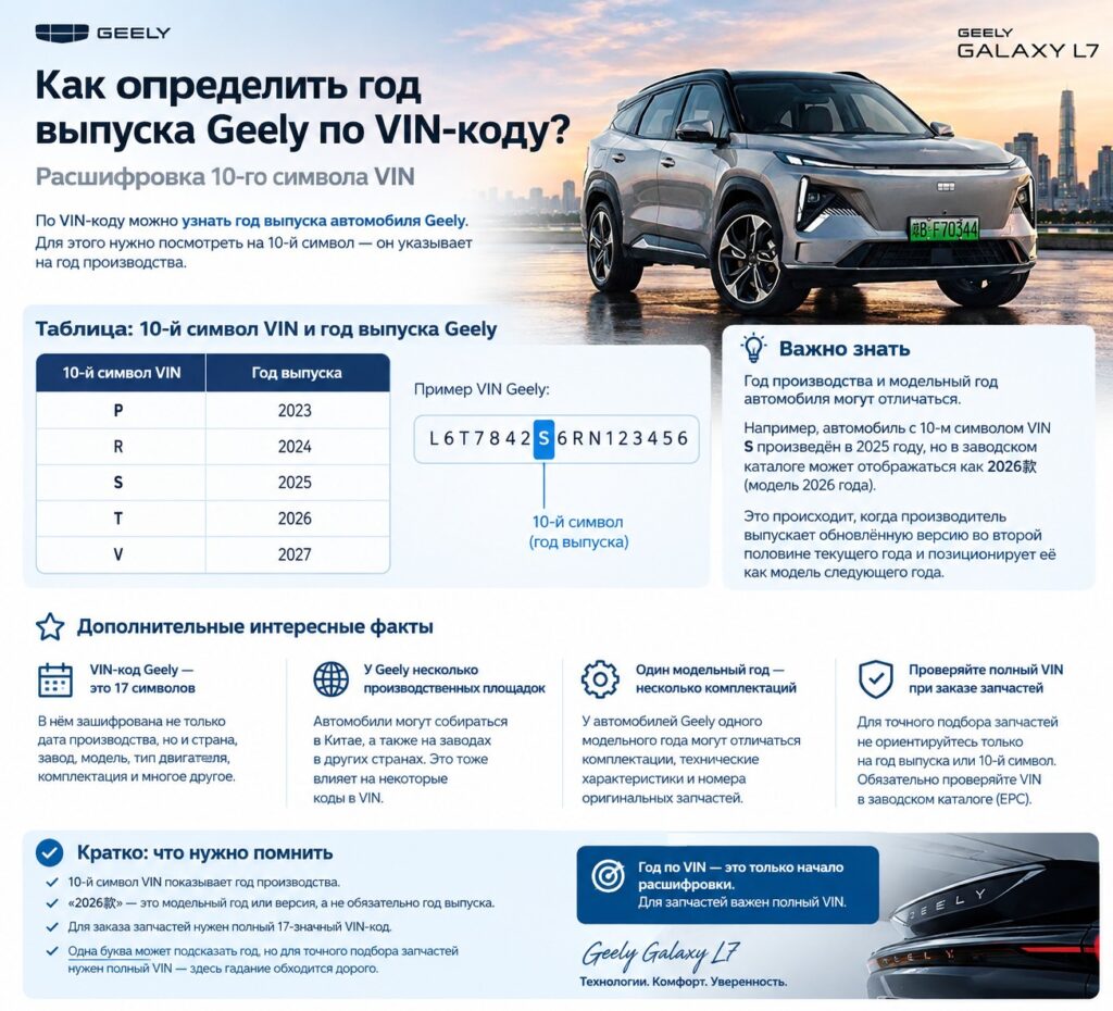 VIN Geely расшифровка